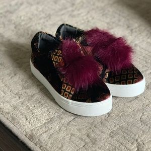 Sam Edleman Wine Print Pom Pom Slip On Sneaker